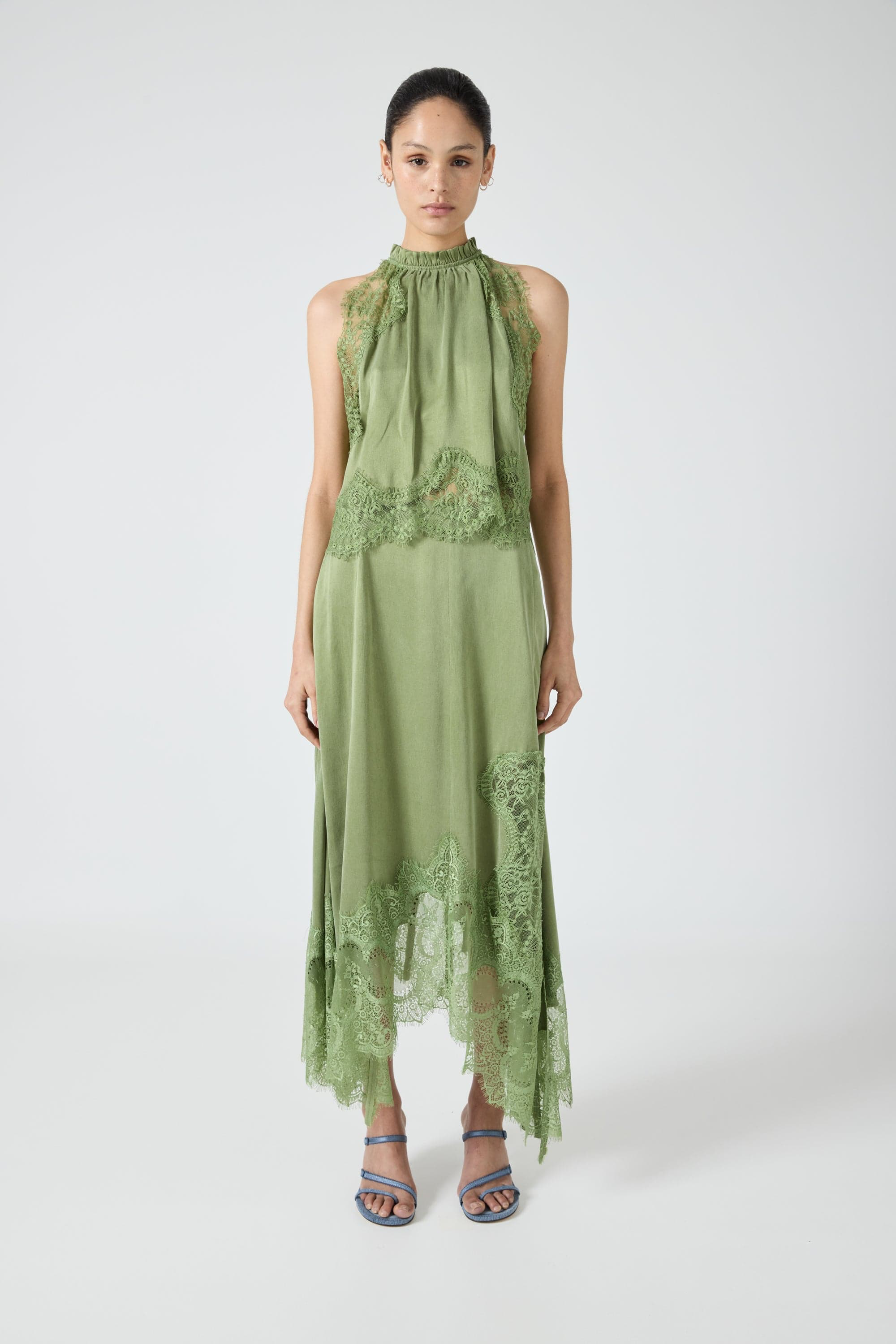 Isolde | Pleated Neck Satin & Lace Set