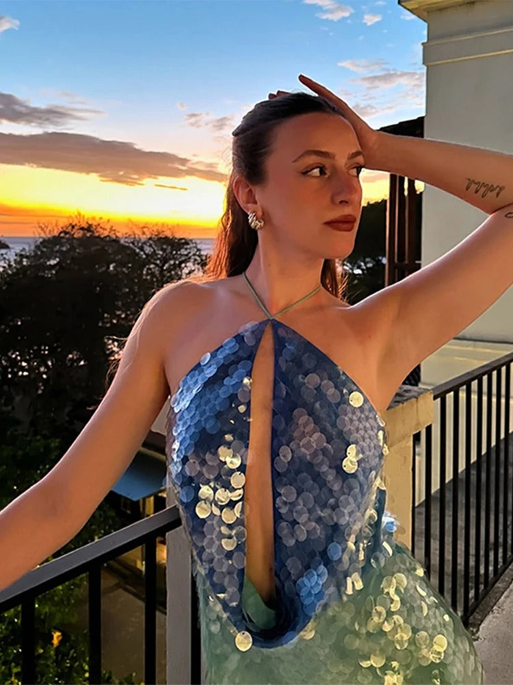 Luna’s Ocean Whispers Open-Back Sequin Mini Dress