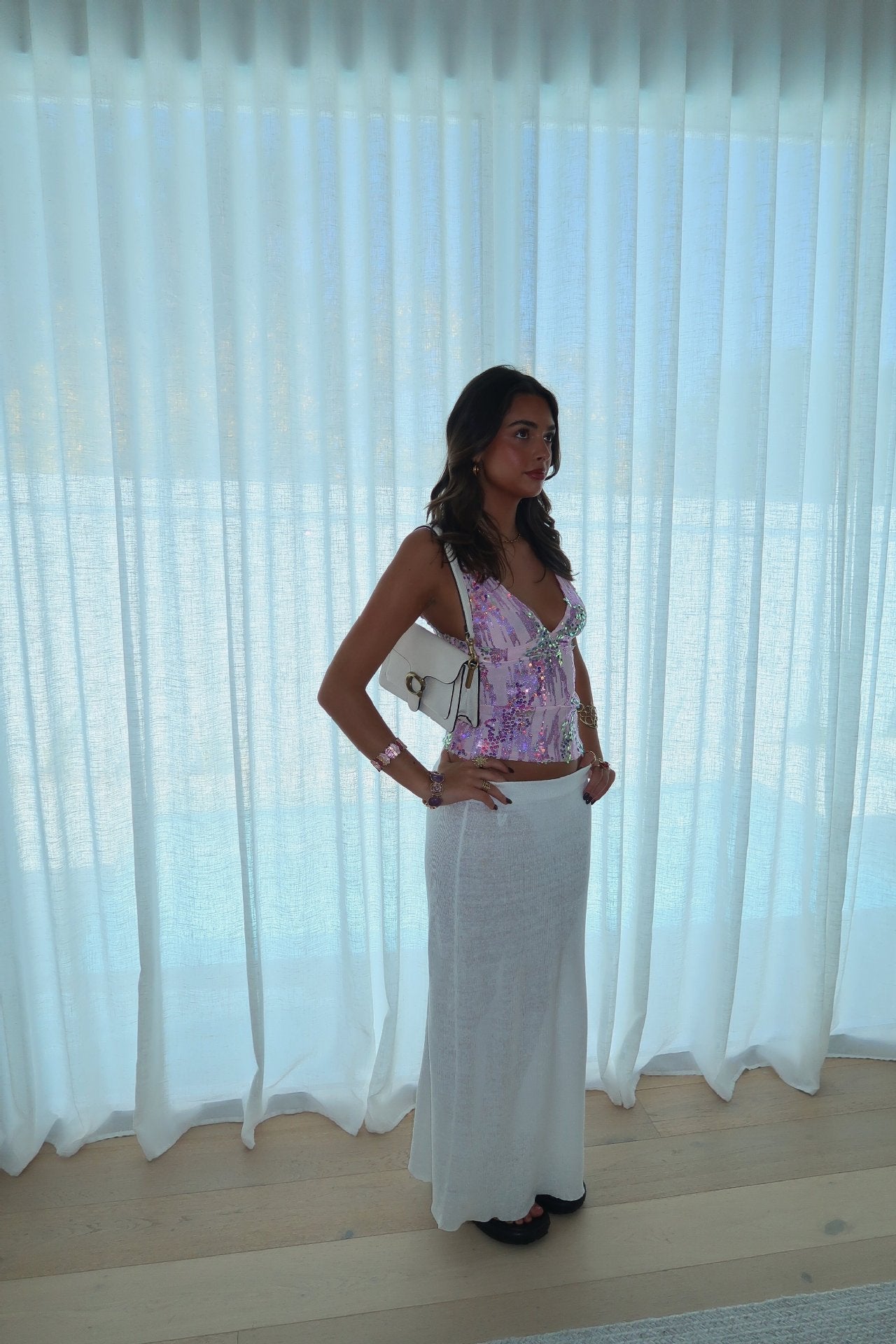 Serayne – Sequin halter top