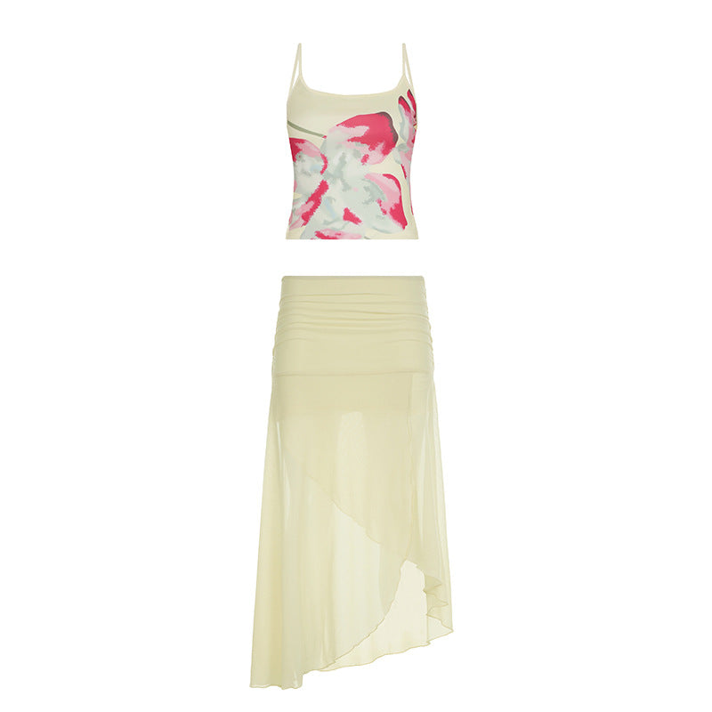 Kenia | Floral Print Mesh Two Piece Set