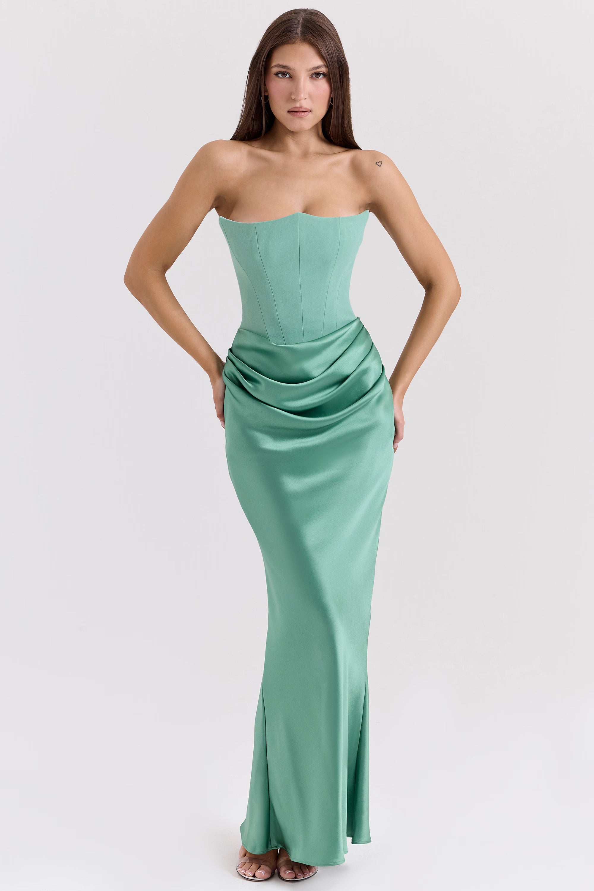 Rose Strapless Corset Maxi Dress