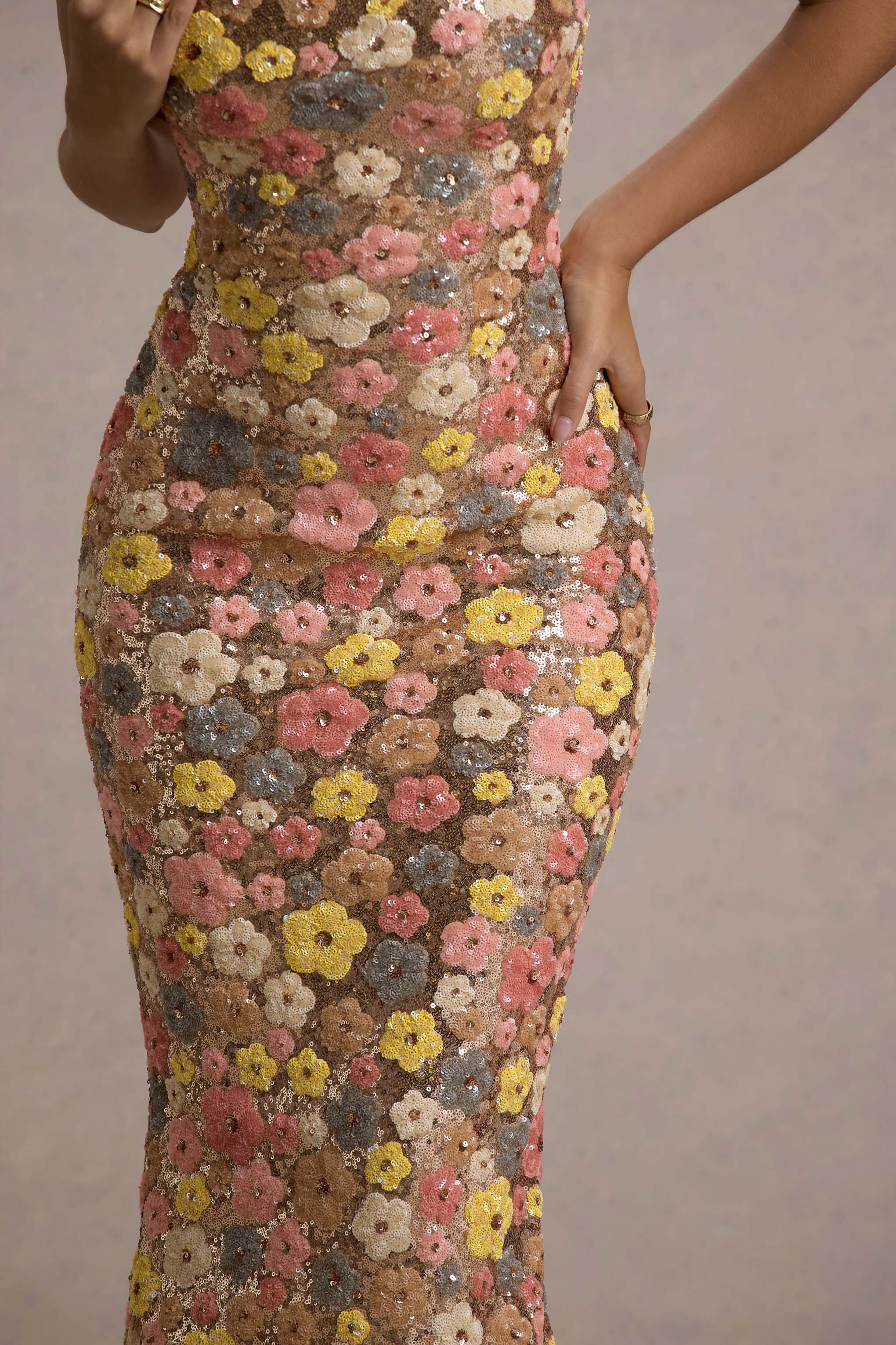 Elara | Sequin Bloom Maxi Dress