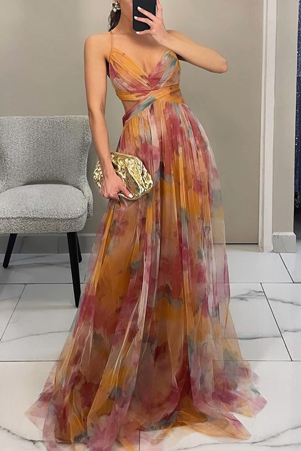 Giselle - Enchanting Floral Print Maxi Dress