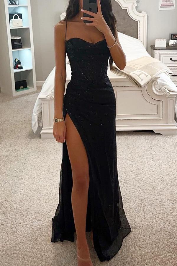 Sequin Maxi Dress with High Slit
