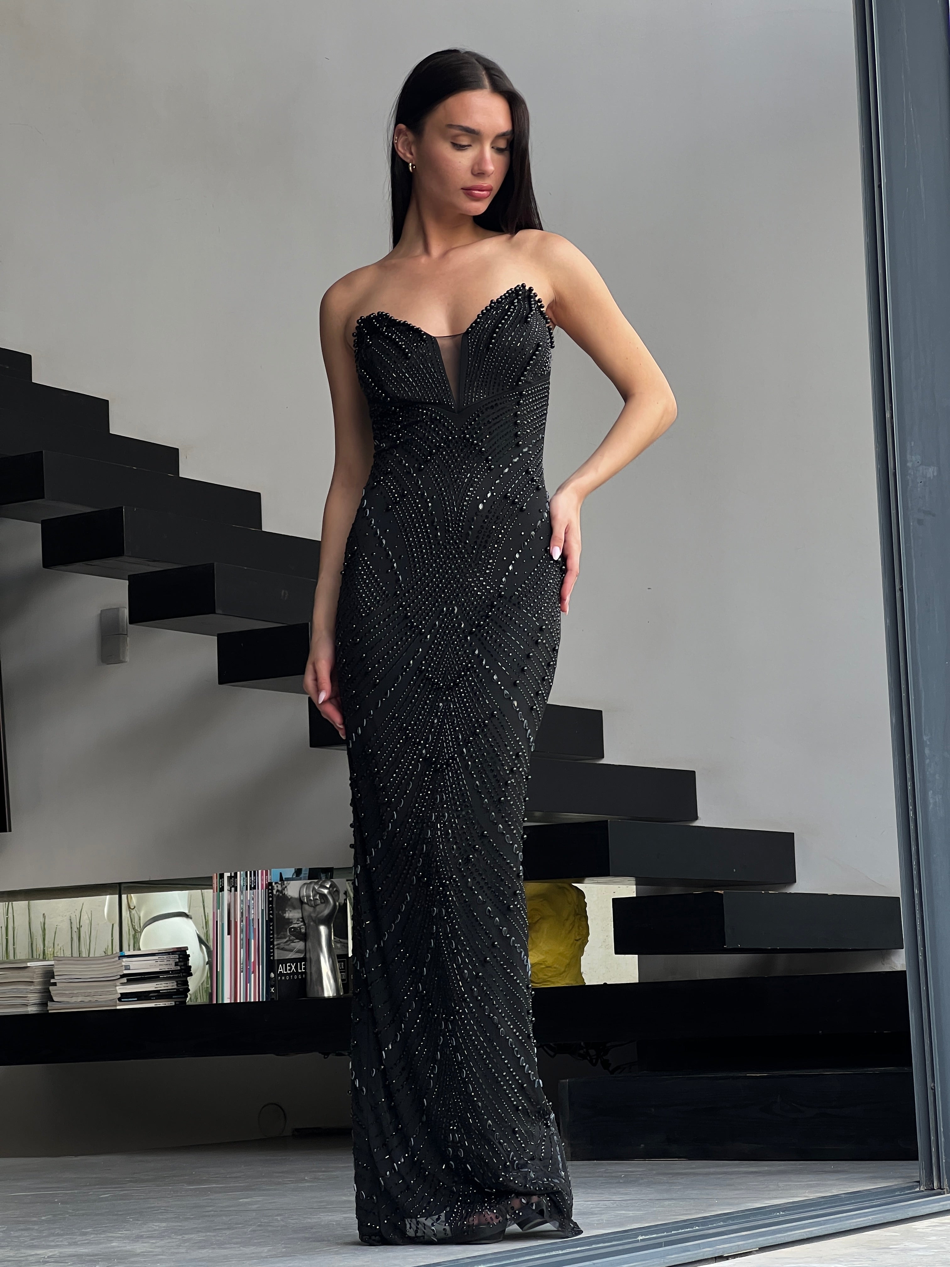 Amira | Elegant Strapless Beaded Gown