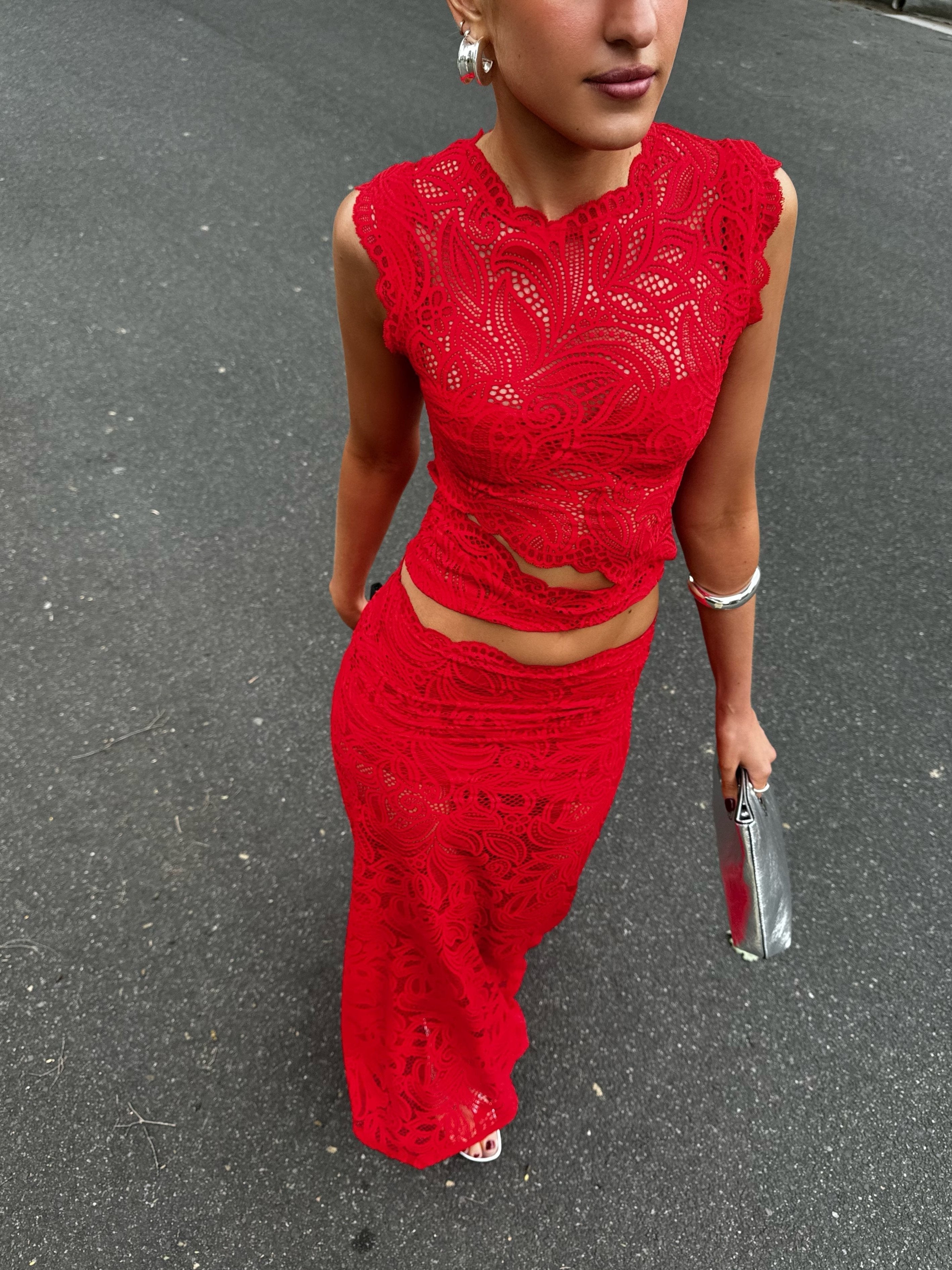 Elsa Laced Sleeveless Two Piece Set