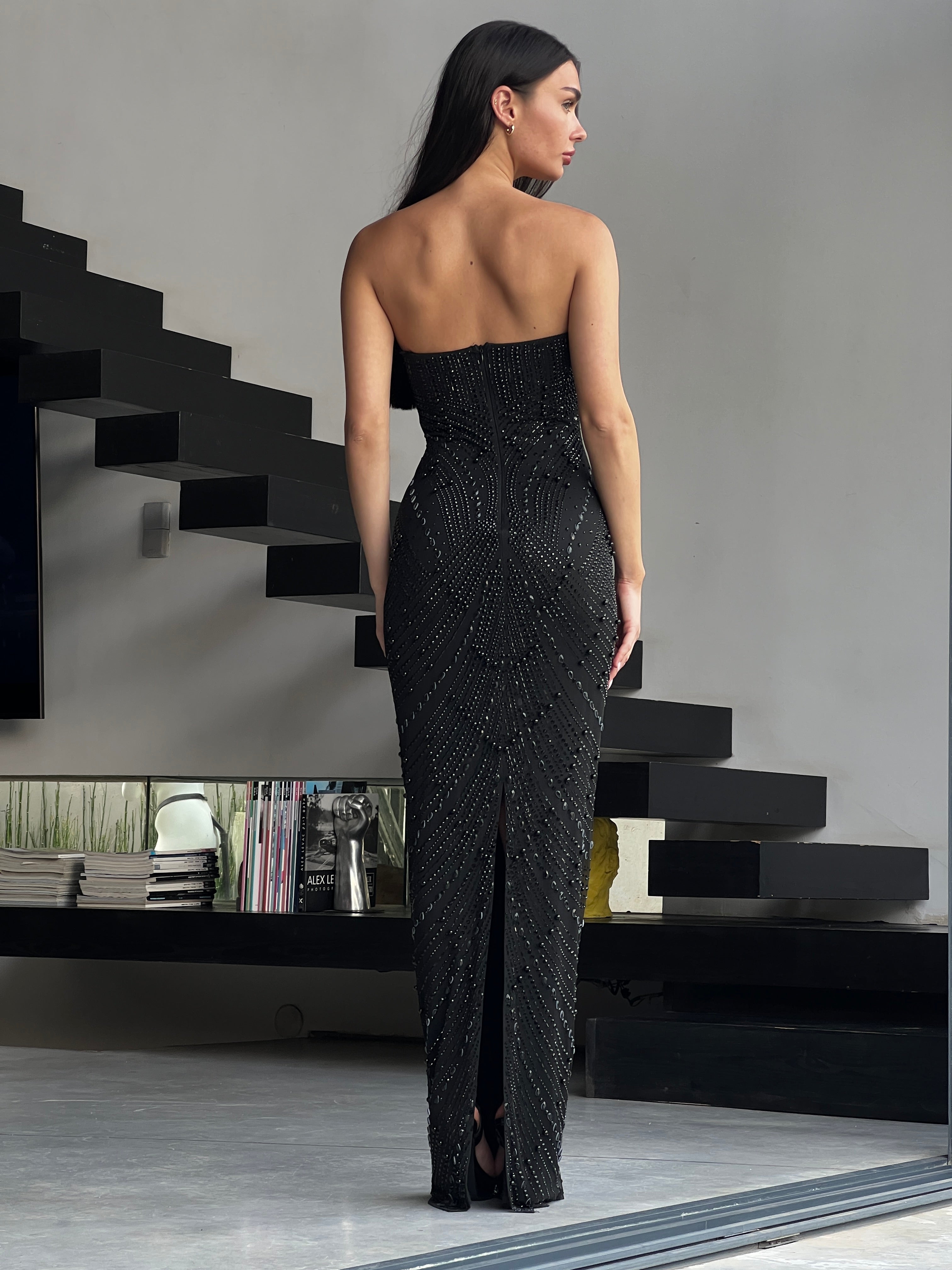 Amira | Elegant Strapless Beaded Gown