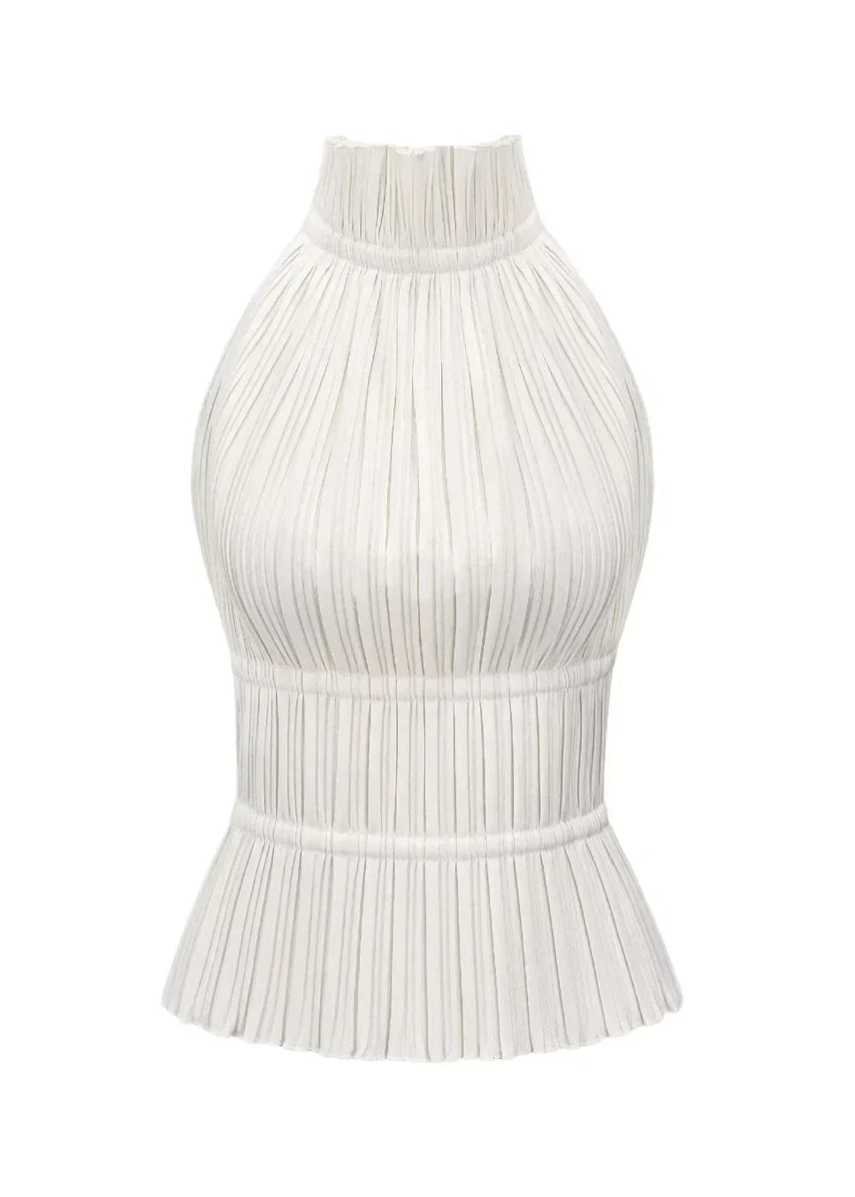 Olivienne – Pleated Backless Top with Neck Tie
