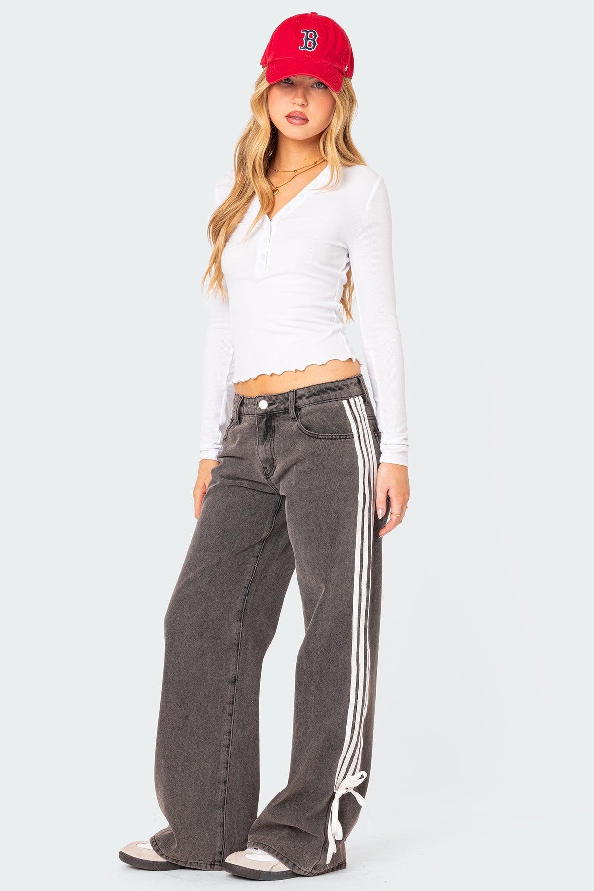 Hailey | Striped Straight Leg Jeans