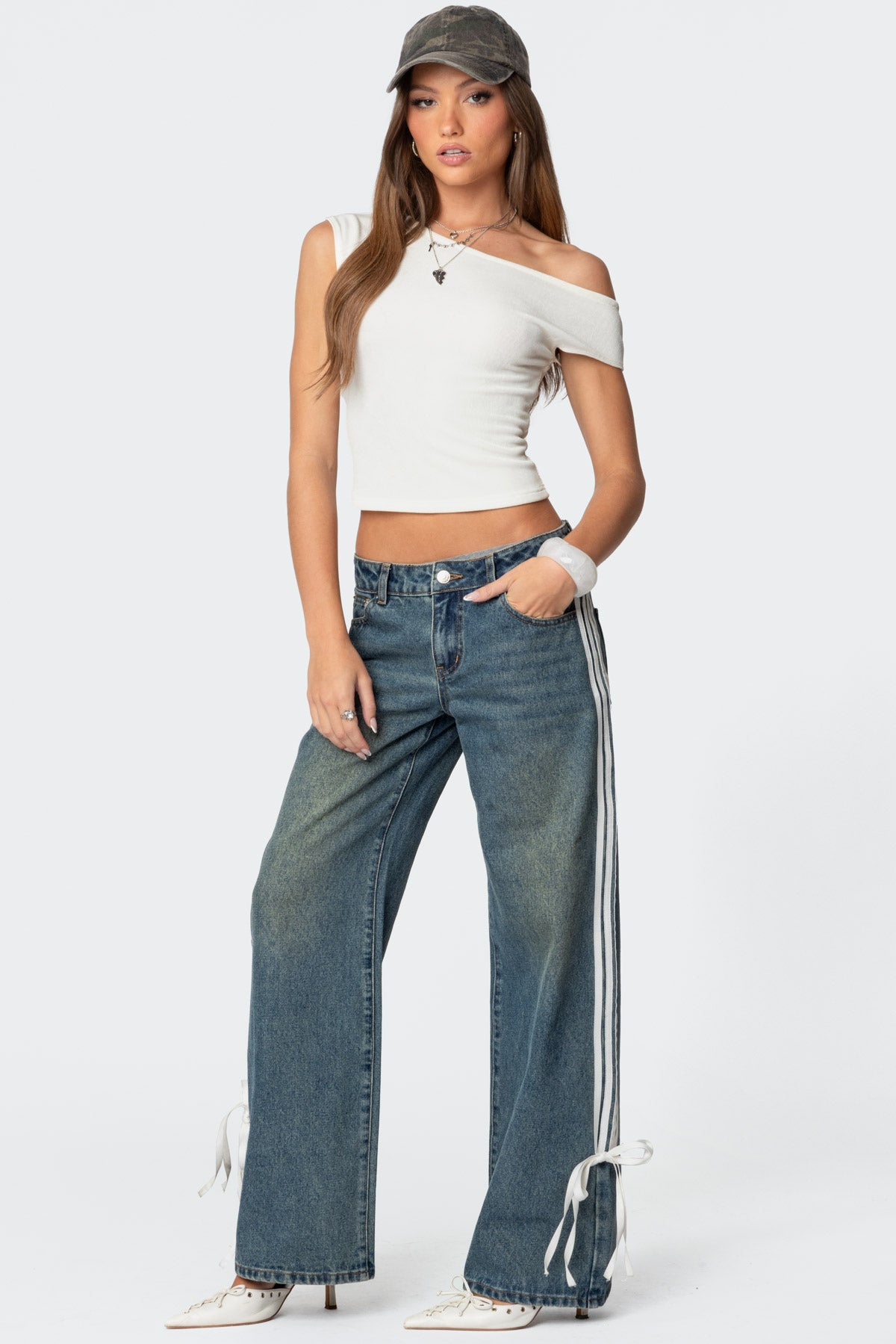 Hailey | Striped Straight Leg Jeans
