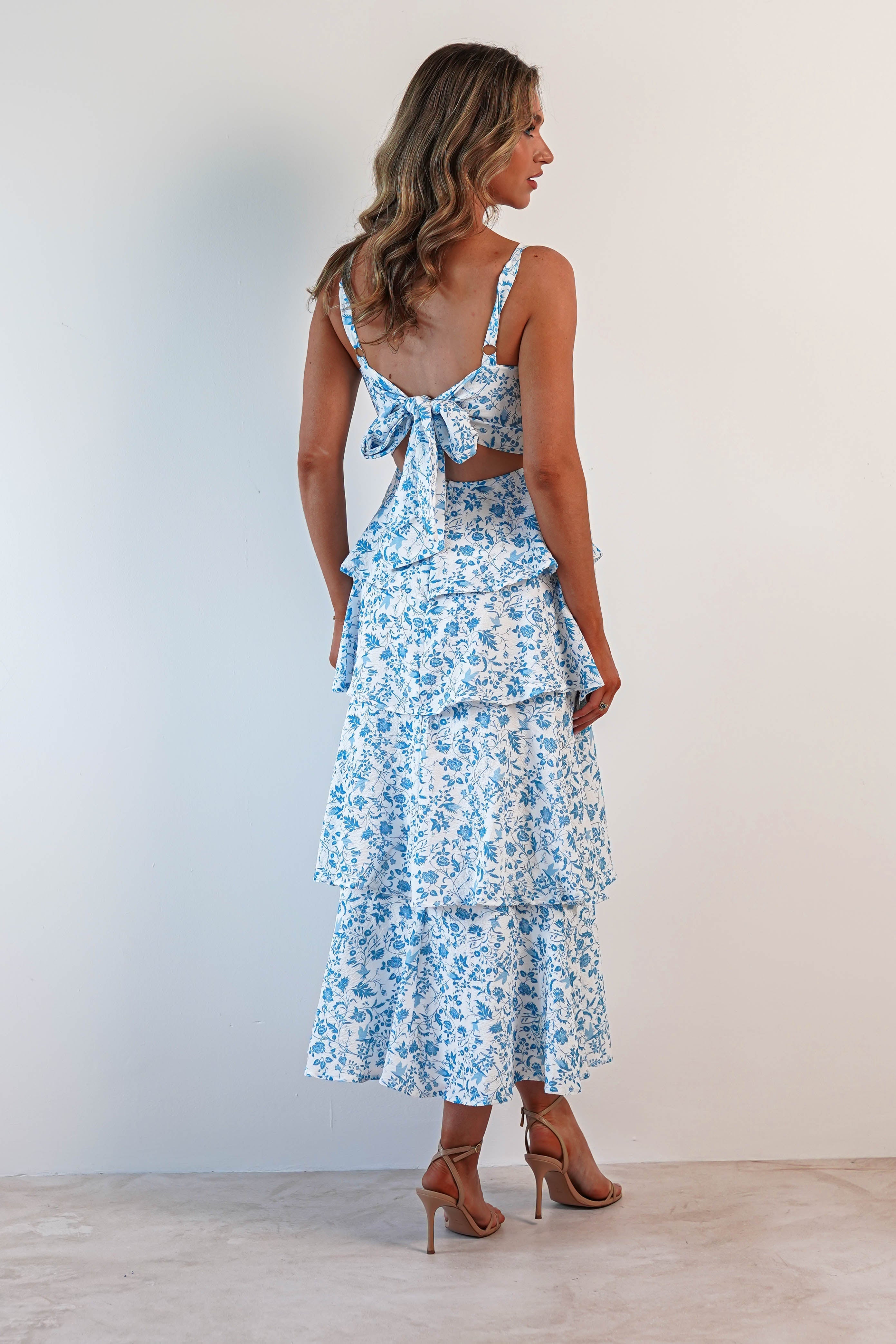 Emily | Floral Ruffle Midi Dress