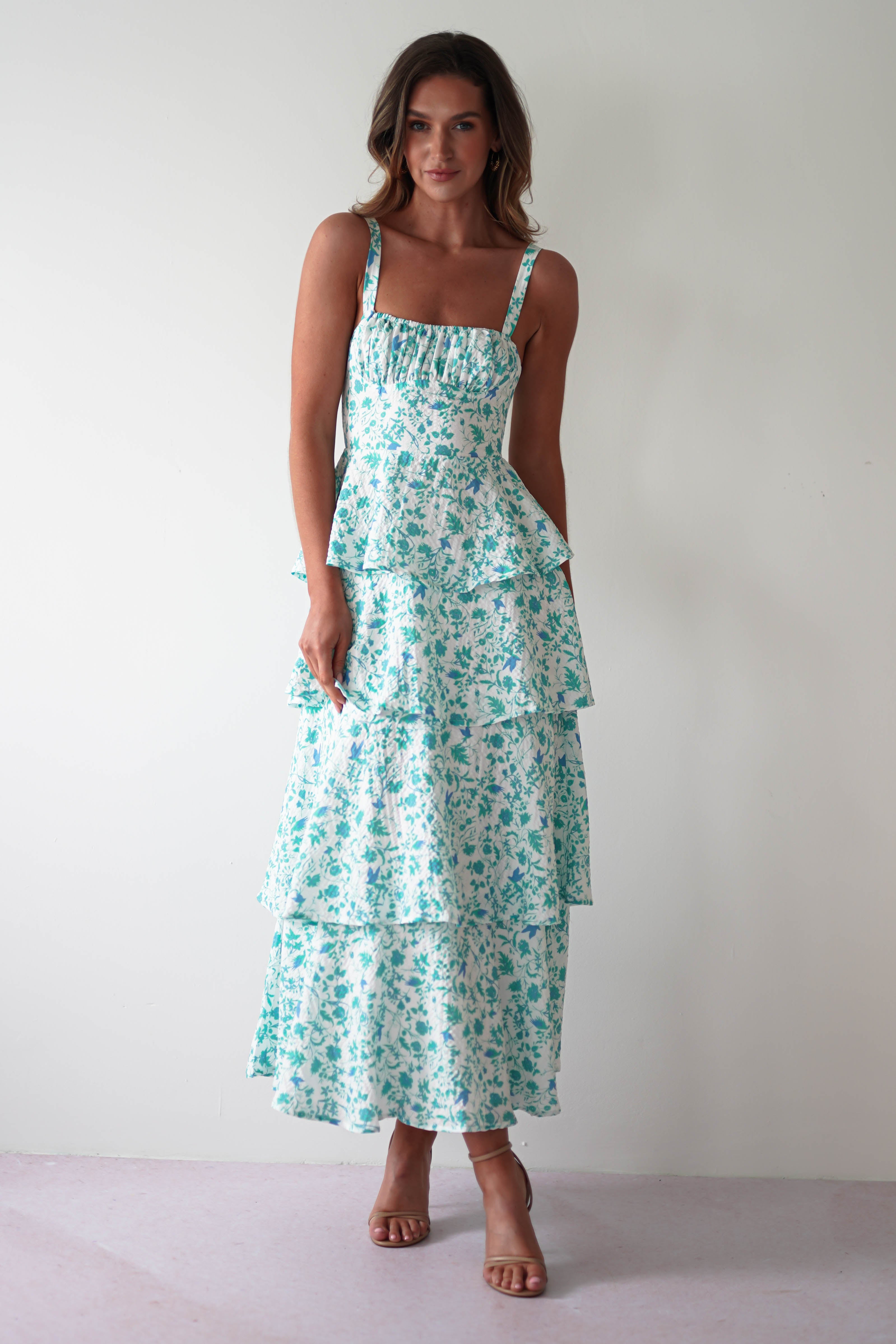 Emily | Floral Ruffle Midi Dress