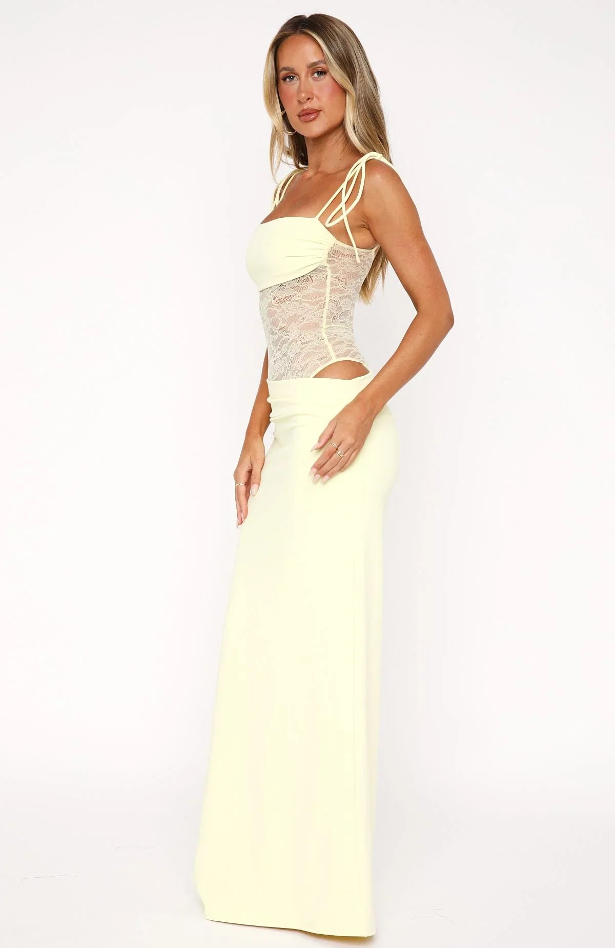 Y2K Lace Suspender Maxi Dress