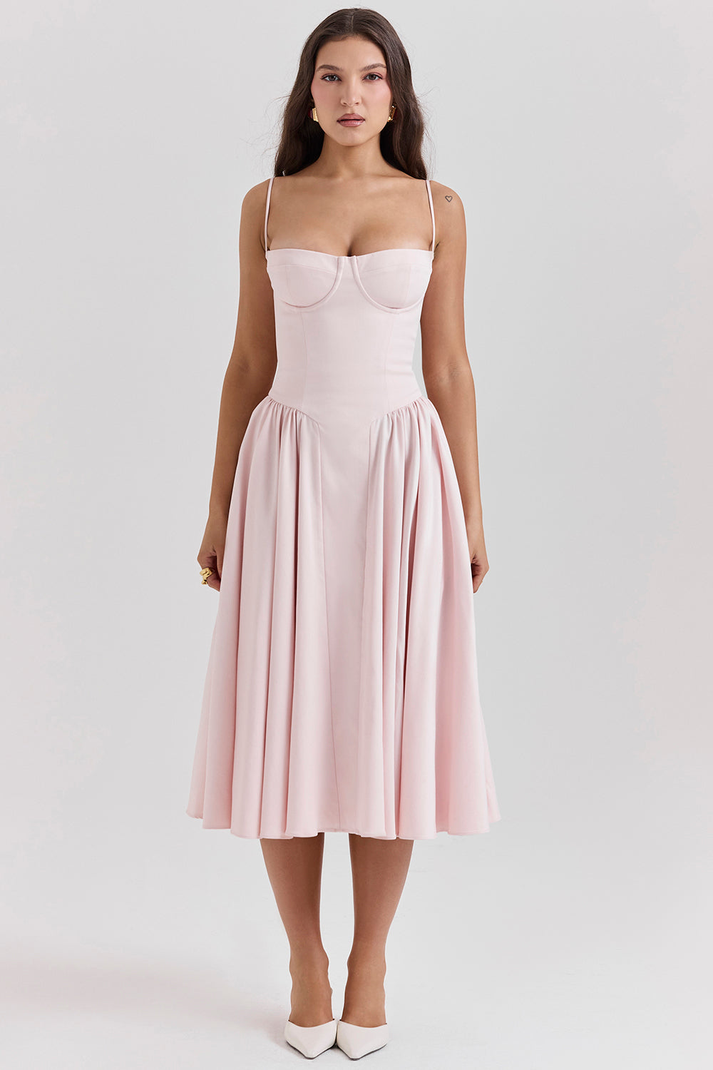Brantley – Twill Corset Midi Dress
