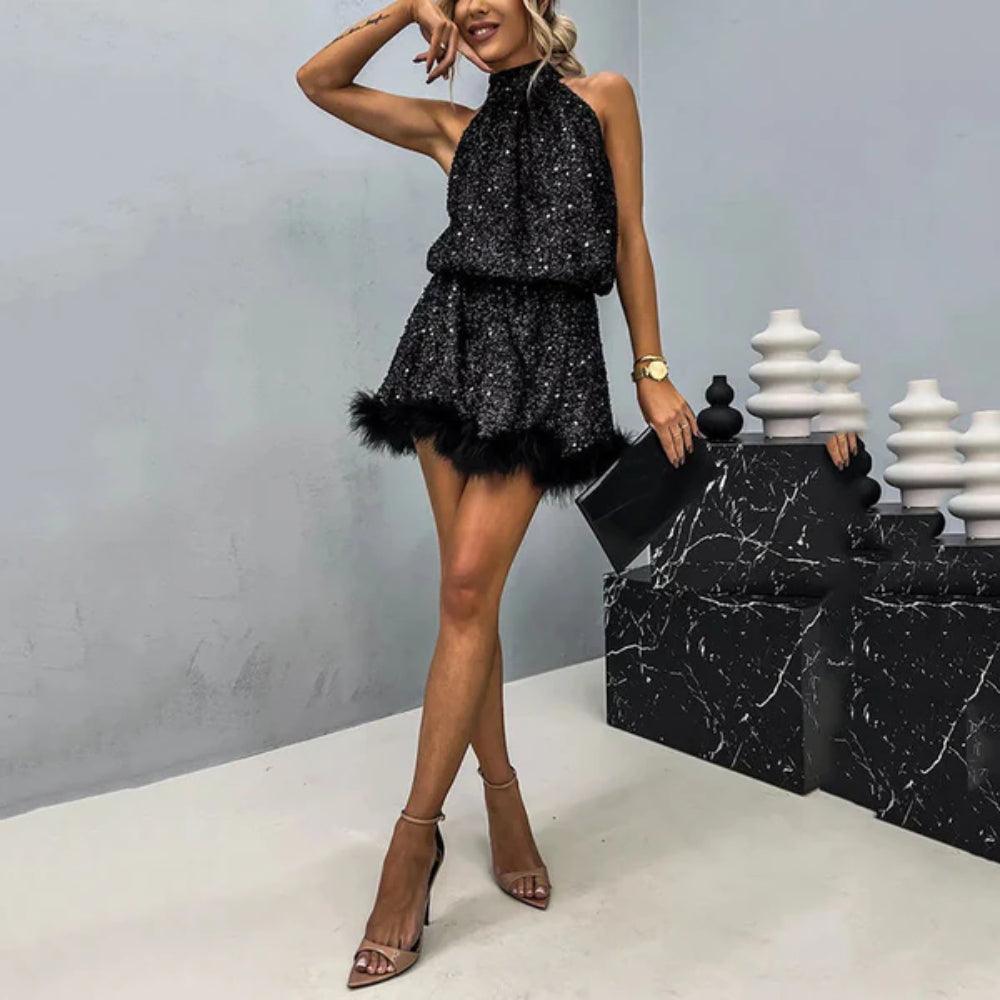 Dazzle Halter Sequin Dress